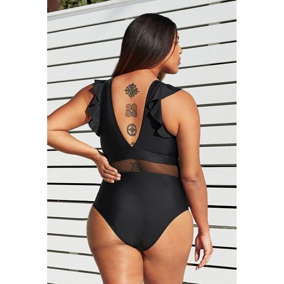 Cupshe Ruffle Plunge V Neck Plus Size One Piece Swimsuit Size 2X - Picture 5 of 5
